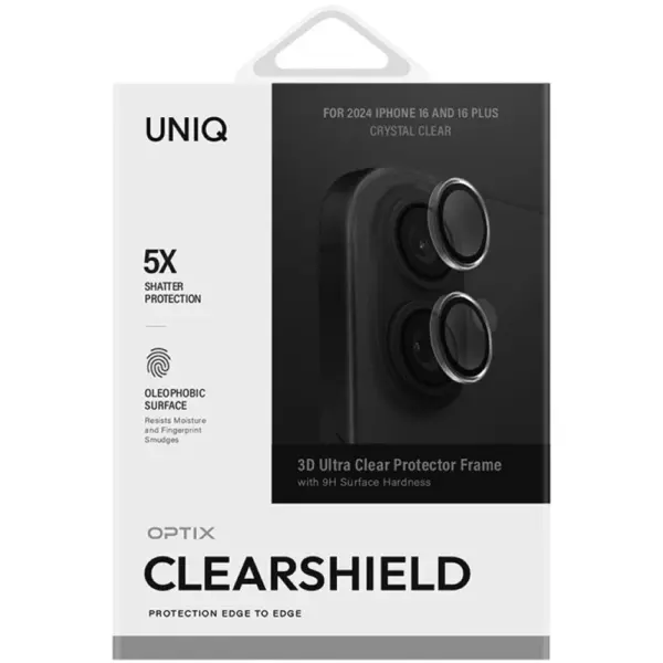 UNIQ OPTIX CLEARSHIELD CAMERA LENS FOR IPHONE 16 AND 16 PLUS | CRYSTAL CLEAR
